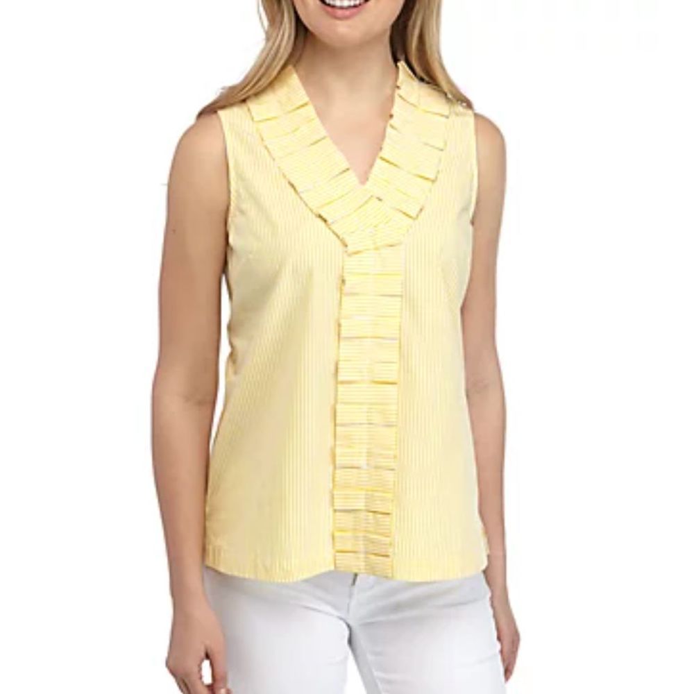 Crown and Ivy Yellow Striped Tank Top Size MP